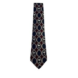 Peanuts Snoopy Groovy Mens Silk Necktie Burgundy Blue Oval Pattern